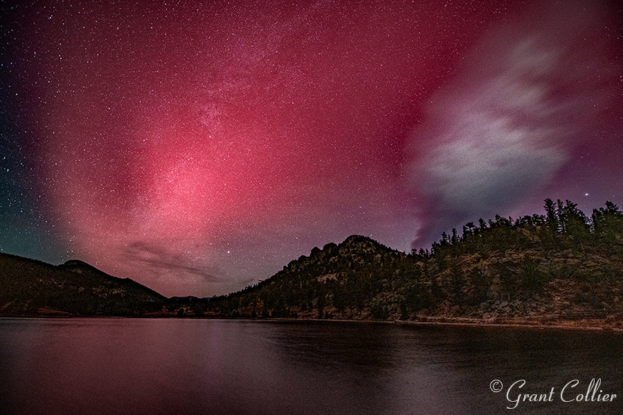 Northern Lights over Lily Lake in Rocky Mountain National Park.